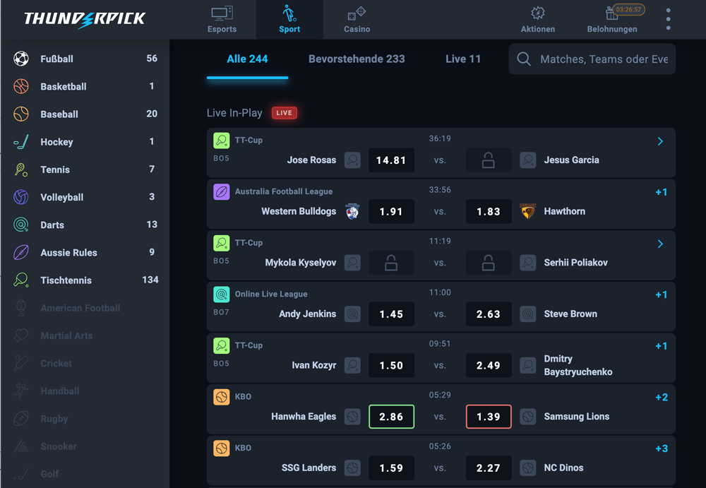 Thunderpick Live Wetten